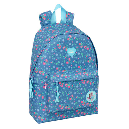 Mochila azul Frozen Disney con estampado floral y bolsillos