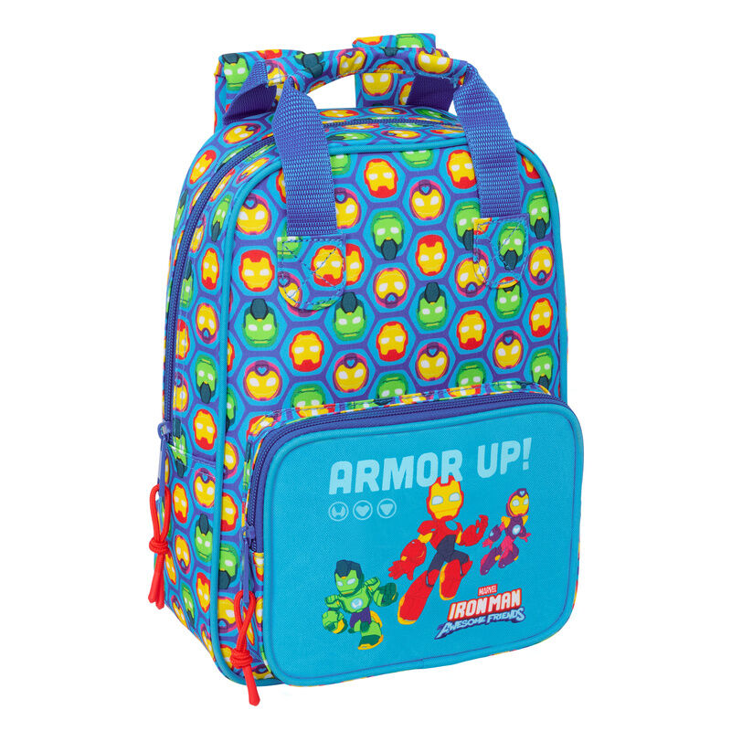 Mochila escolar SAFTA de Iron Man con estampado multicolor y bolsillo frontal