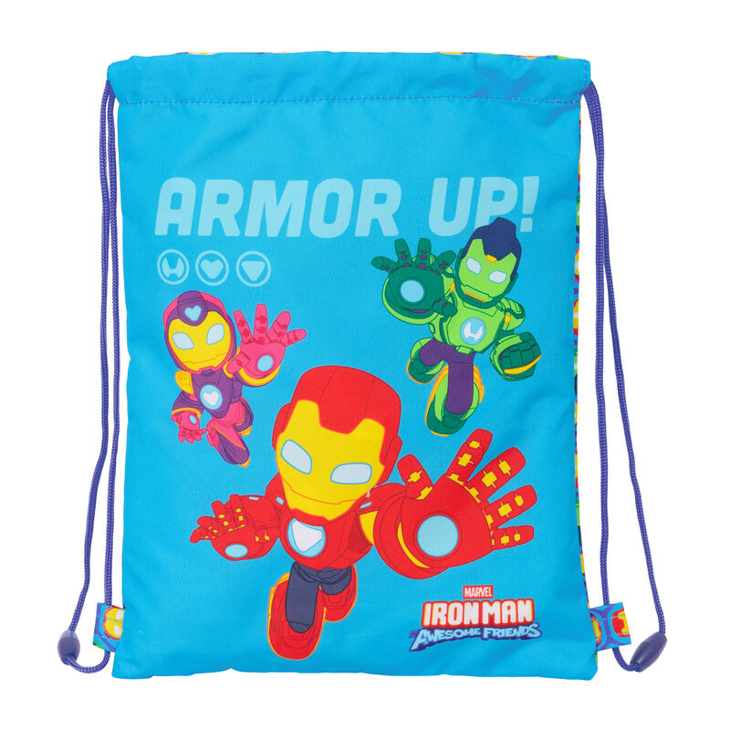 Saco turquesa de Iron Man Marvel con cordones y bolsillo interior