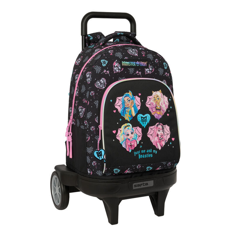 Trolley Monster High SAFTA negro con detalles rosas y mochila extraíble