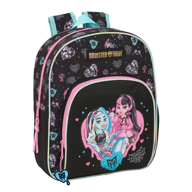 Mochila escolar Monster High negra y rosa de 34 cm