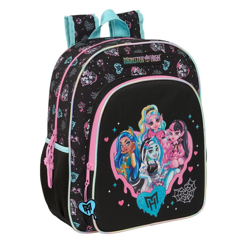 Mochila Monster High SAFTA negra con estampado de personajes