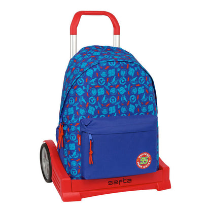 Trolley Evolution Cars Disney Pixar azul y rojo con mochila extraíble