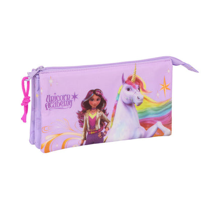 Portatodo triple lila Unicorn Academy con unicornio