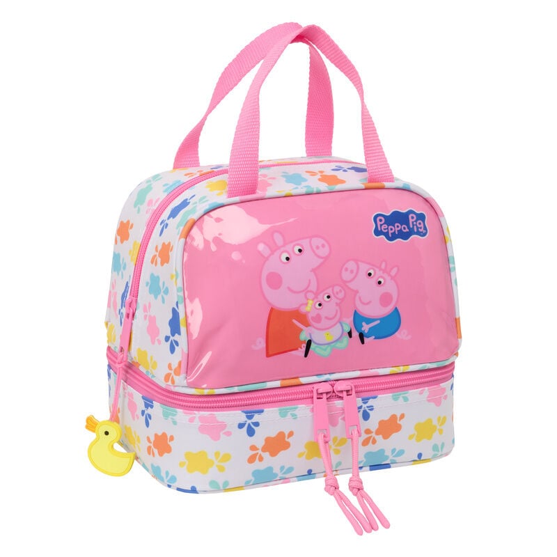 Bolsa portameriendas térmica rosa de Peppa Pig con dos compartimentos