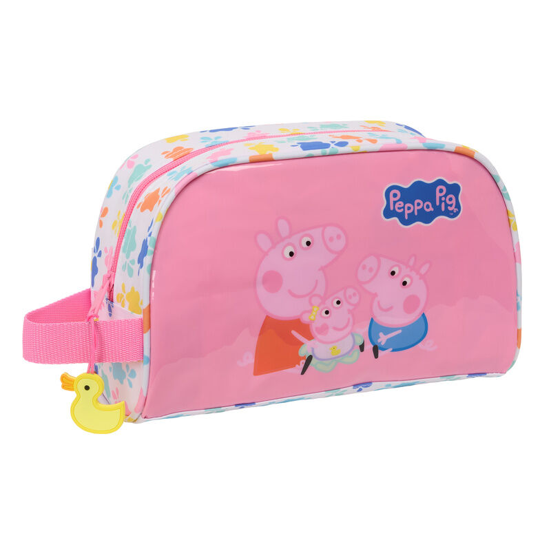 Neceser rosa de Peppa Pig con asa lateral y colgante de pato