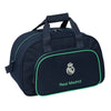 Bolsa de deporte azul marino del Real Madrid con detalles verdes