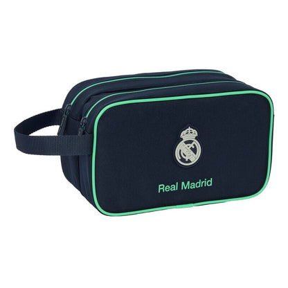Neceser azul marino del Real Madrid 25/26 con dos compartimentos y asa lateral