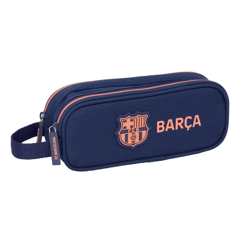 Portatodo doble del F.C. Barcelona en azul marino y naranja