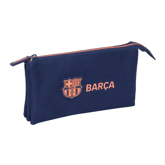 Portatodo triple azul marino del F.C. Barcelona con detalles naranjas