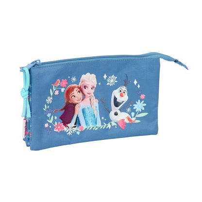 Portatodo triple azul Frozen Disney con Elsa, Anna y Olaf