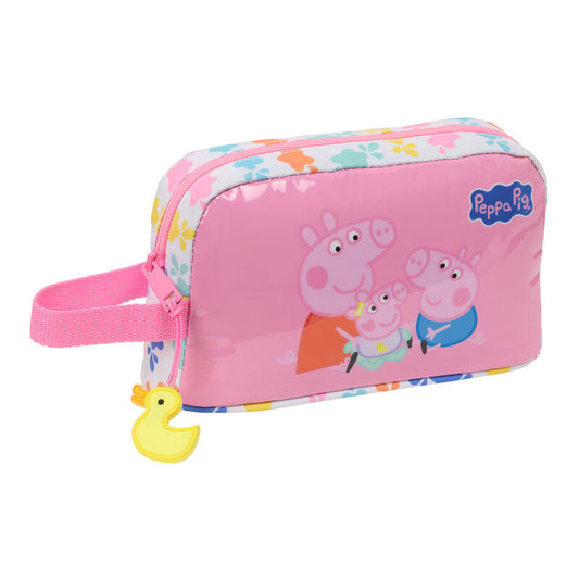 Portadesayunos térmico rosa de Peppa Pig con asa lateral y cremallera