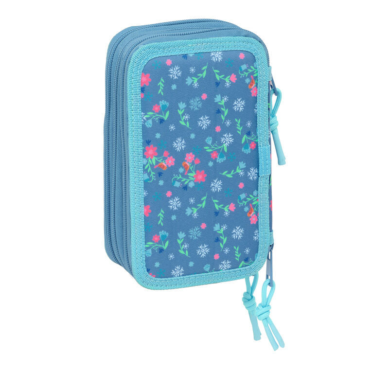 Plumier triple Frozen Disney azul con Elsa y Anna - 2
