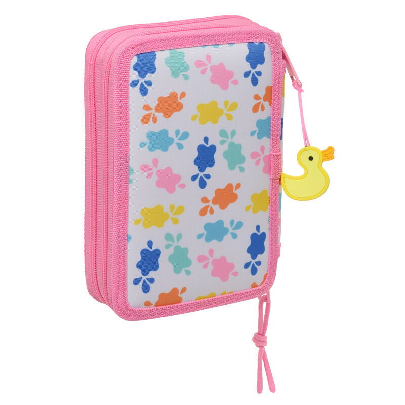 Plumier doble rosa de Peppa Pig con 29 piezas y colgante de patito - 2