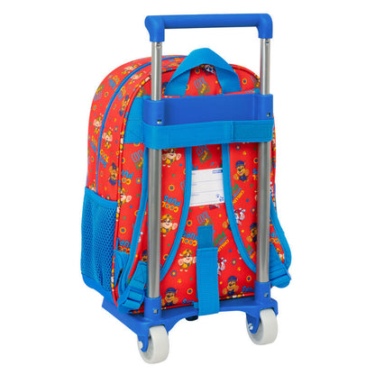 Trolley mochila Paw Patrol rojo y azul con personajes y carro - 2