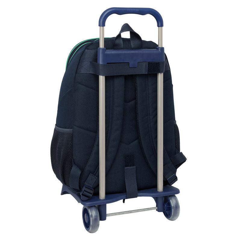 Trolley mochila azul marino del Real Madrid SAFTA con ruedas y detalles verdes - 2