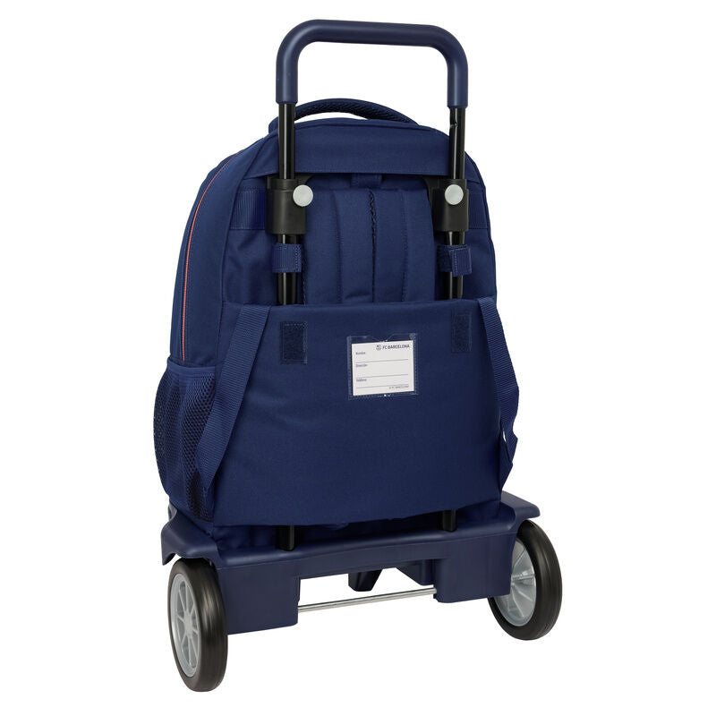 Trolley mochila azul marino del F.C. Barcelona con ruedas y escudo del Barça - 2