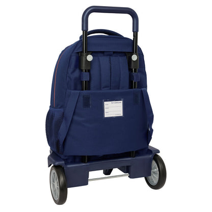 Trolley mochila azul marino del F.C. Barcelona con ruedas y escudo del Barça - 2