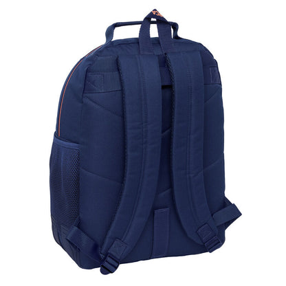 Mochila azul marino del F.C. Barcelona con detalles naranjas y doble bolsillo frontal - 2
