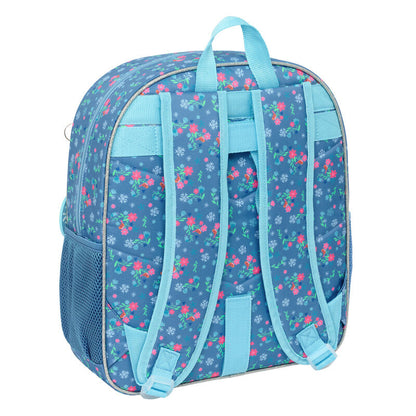 Mochila Frozen Disney azul con Elsa y Anna, flores y copos de nieve - 2