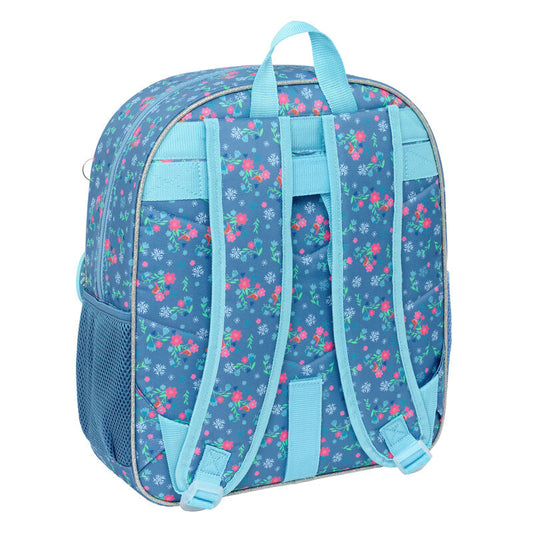Mochila Frozen Disney azul con Elsa y Anna, flores y copos de nieve - 2