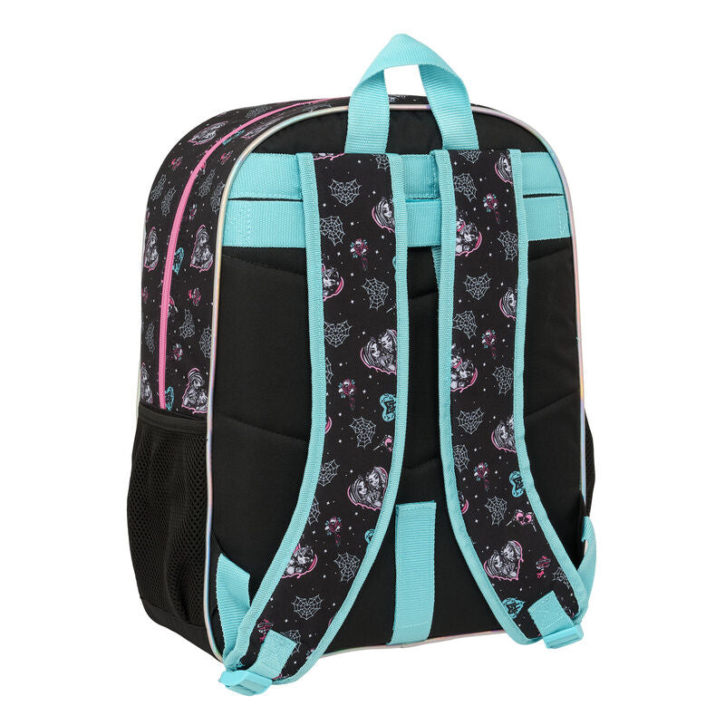 Mochila Monster High negra de 42 cm con detalles rosas y turquesas - 2