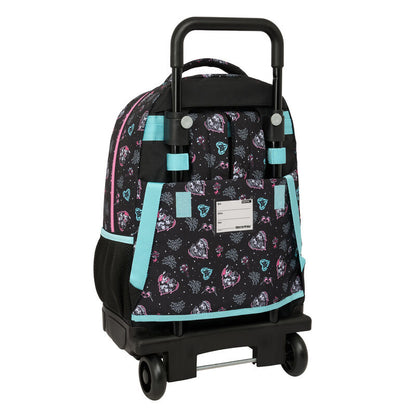 Mochila trolley Monster High SAFTA negra y rosa con personajes - 2