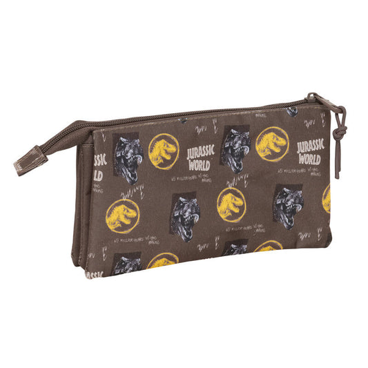 Portatodo triple Jurassic World SAFTA marrón con tres compartimentos - 2