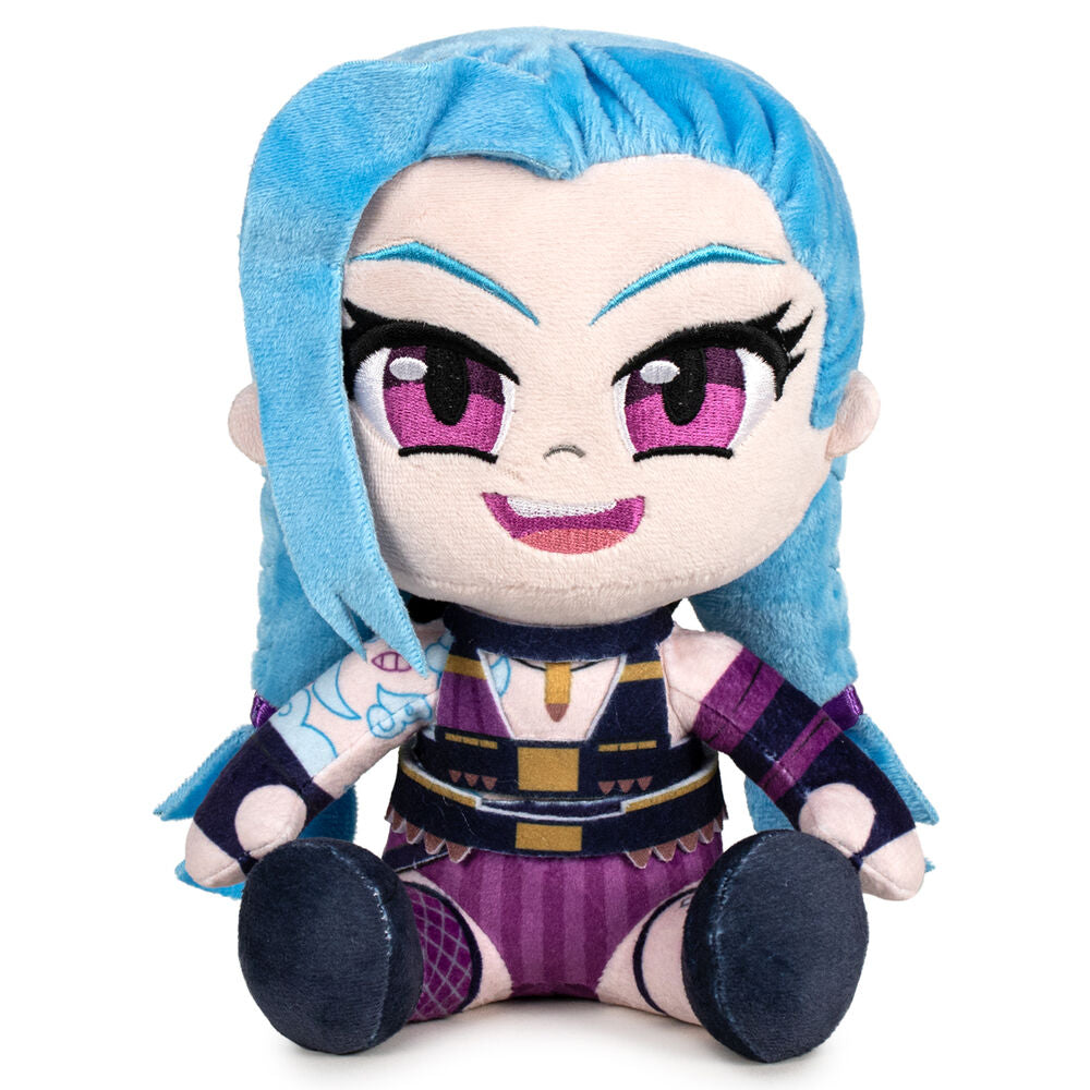 Peluche de Jinx de League of Legends con melena azul y ojos magenta