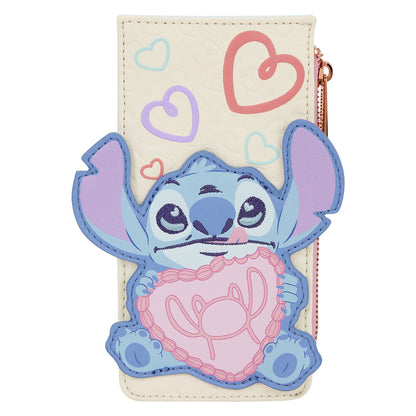 Tarjetero Be Mine de Stitch Disney Loungefly con corazón rosa