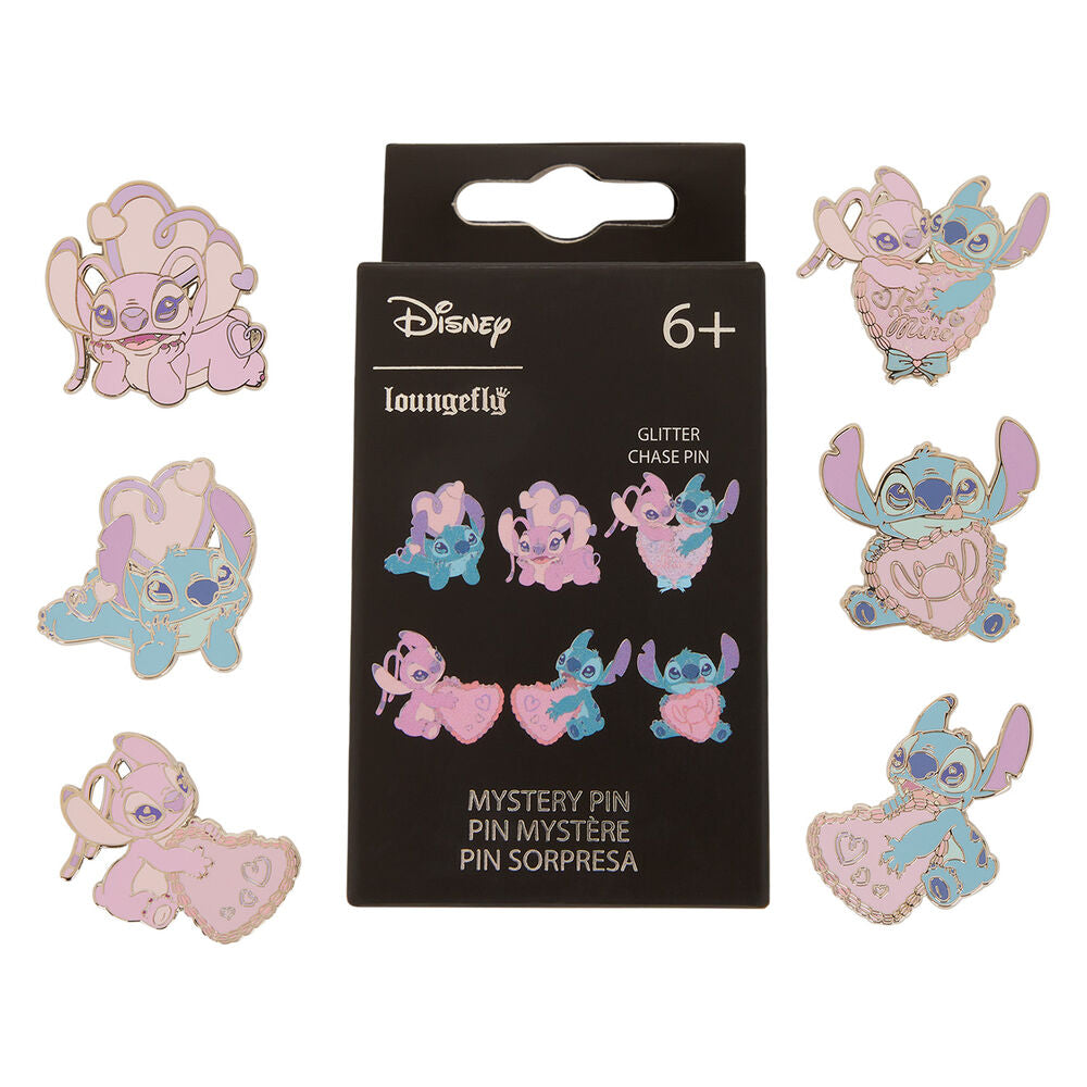 Blind box de pins sorpresa Disney Loungefly de Angel y Stitch