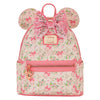 Mochila floral rosa de Minnie Disney Loungefly con lazo y orejas
