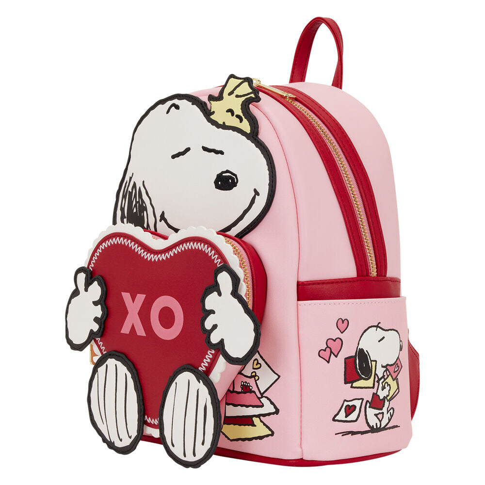 Mochila rosa Loungefly de Snoopy con corazón XO y Woodstock - 2
