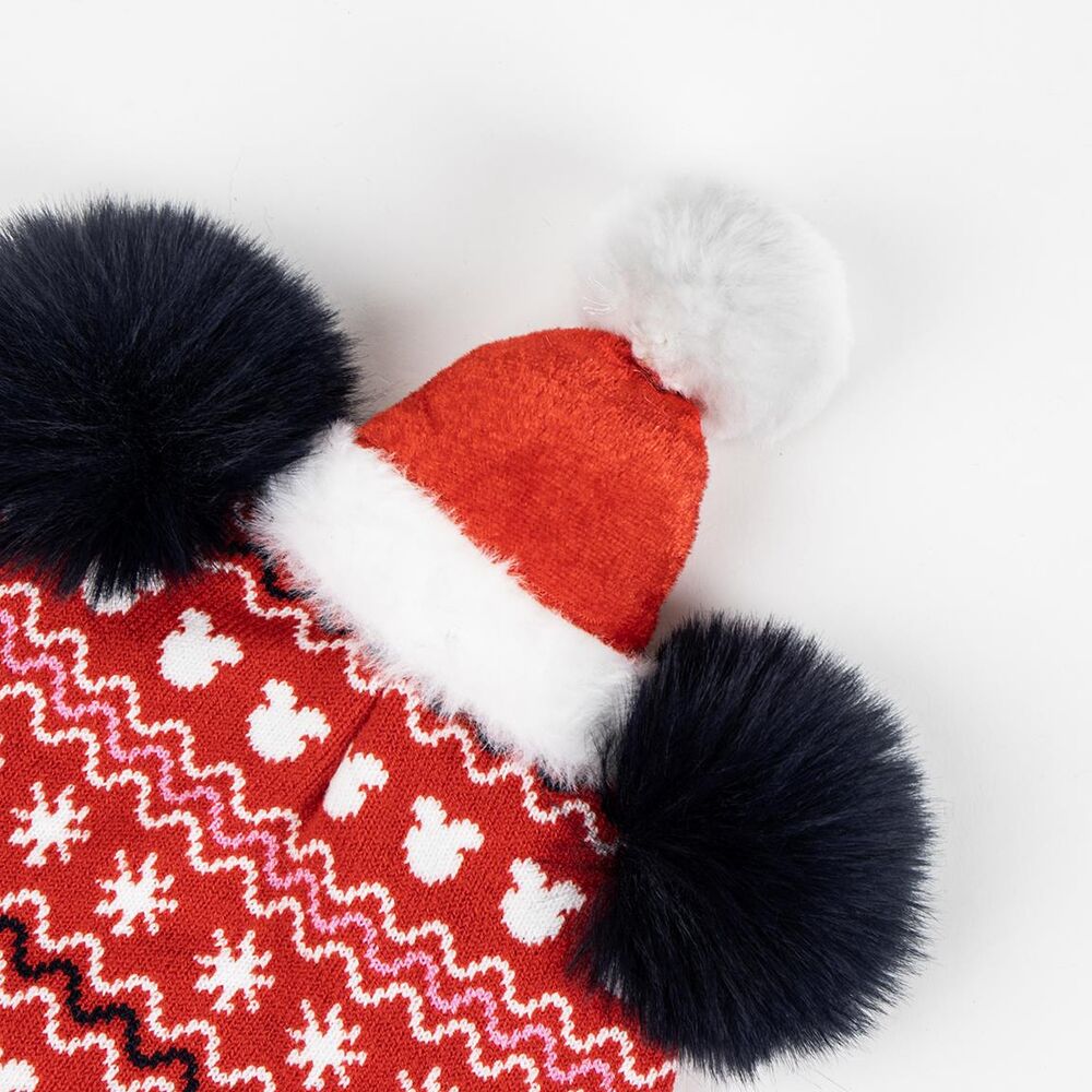 Gorro navideño rojo de Minnie Disney con orejas negras y pompón blanco - 2