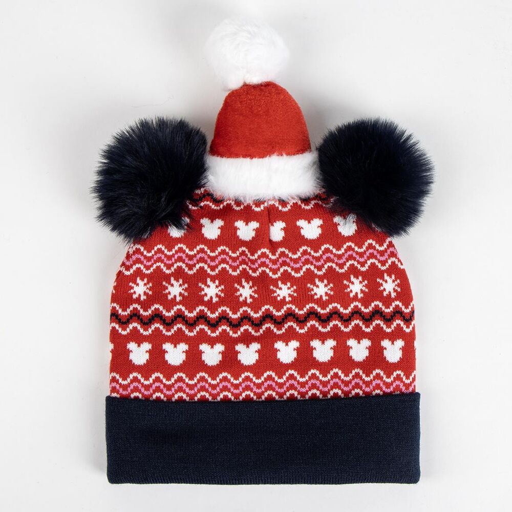 Gorro navideño rojo de Minnie Disney con orejas negras y pompón blanco - 3