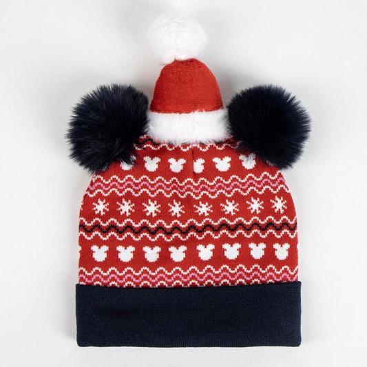 Gorro navideño rojo de Minnie Disney con orejas negras y pompón blanco - 3