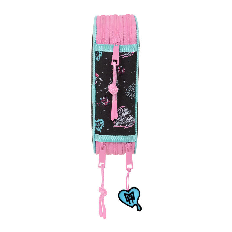 Plumier triple Monster High SAFTA de 37 piezas en rosa, turquesa y negro - 3