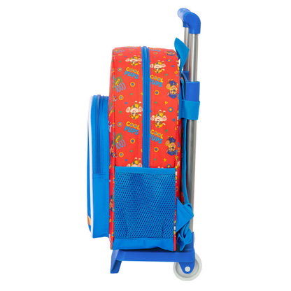 Trolley mochila Paw Patrol rojo y azul con personajes y carro - 3