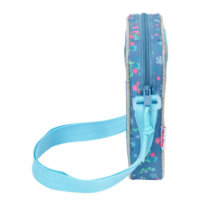 Bandolera azul de Frozen Disney con Elsa y Anna, estampado floral y correa ajustable - 3