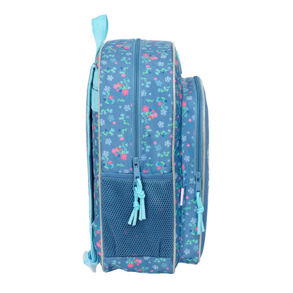 Mochila Frozen Disney azul con Elsa y Anna, flores y copos de nieve - 3