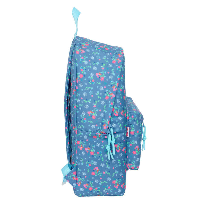 Mochila azul Frozen Disney con estampado floral y bolsillos - 3
