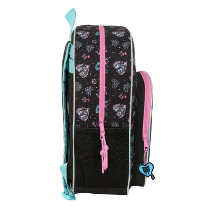 Mochila Monster High negra de 42 cm con detalles rosas y turquesas - 3