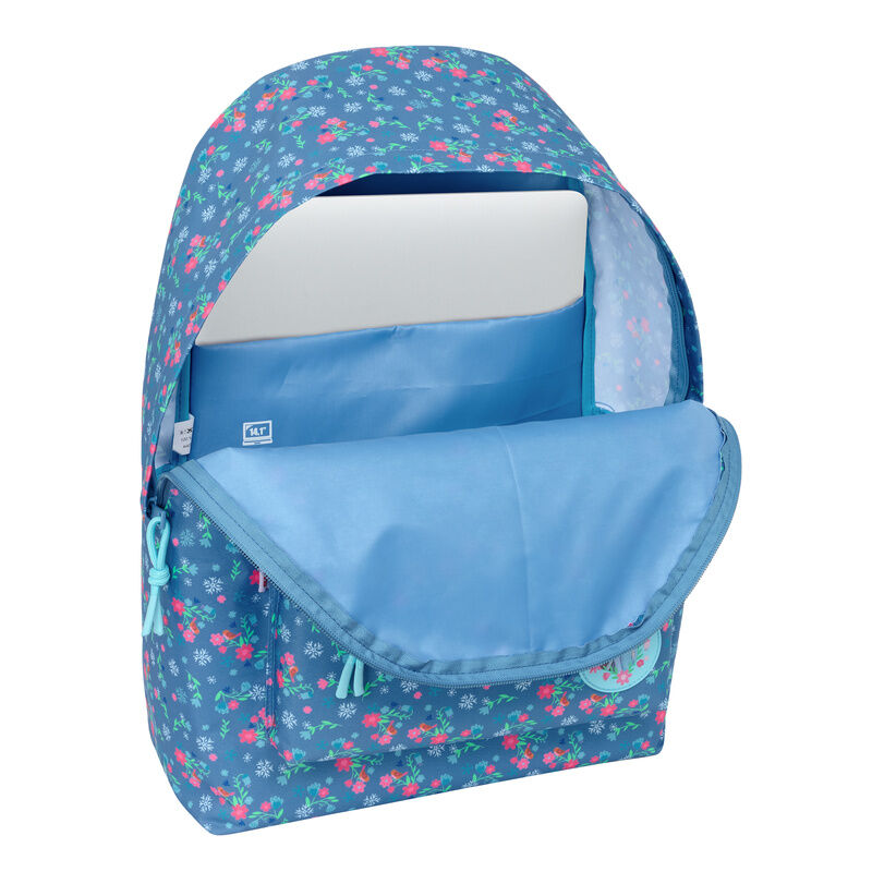 Mochila azul Frozen Disney con estampado floral y bolsillos - 4