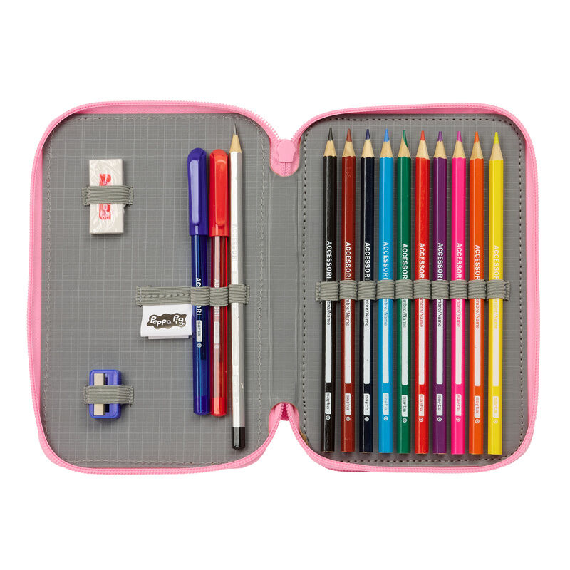 Plumier doble rosa de Peppa Pig con 29 piezas y colgante de patito - 4