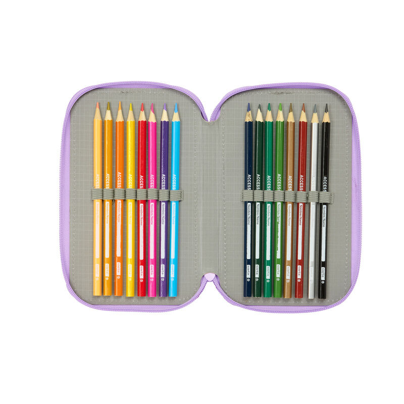 Plumier triple Academia Unicornio SAFTA en lila y rosa - 5