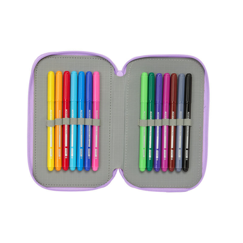 Plumier triple Academia Unicornio SAFTA en lila y rosa - 6