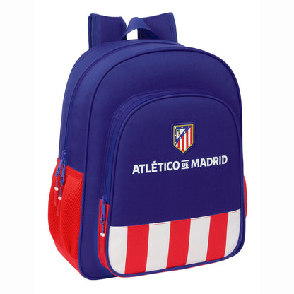 Mochila azul del Atlético de Madrid SAFTA con franjas rojiblancas
