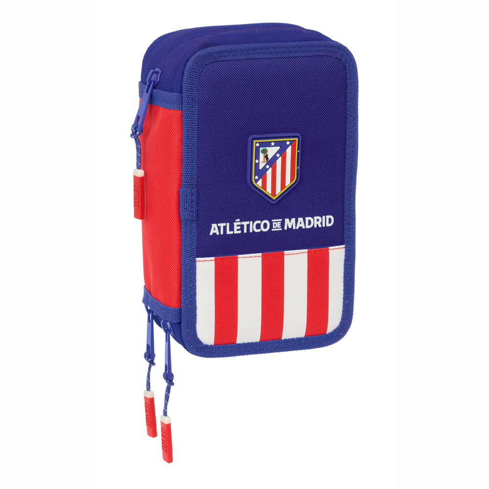 Plumier triple del Atlético de Madrid SAFTA en azul, rojo y blanco