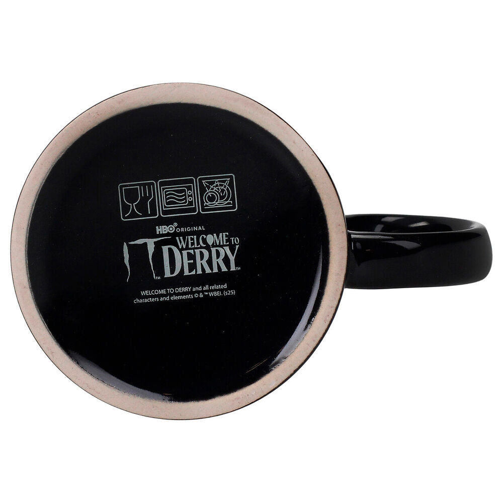Taza negra de cerámica IT Welcome to Derry con ojos y mensaje What Are You - 3