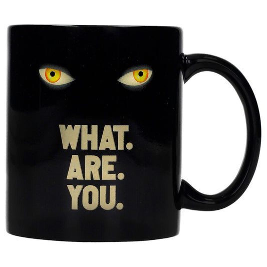 Taza negra de cerámica IT Welcome to Derry con ojos y mensaje What Are You - 5